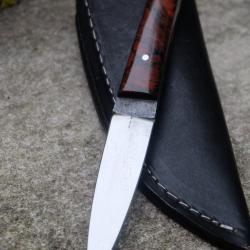 Couteau Dague Kiridashi Lame Acier Carbone 1055 Manche Abs Etui Cuir Fabrication Artisanale