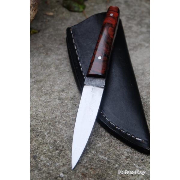Couteau Dague Kiridashi Lame Acier Carbone 1055 Manche Abs Etui Cuir Fabrication Artisanale