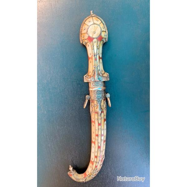 SUPERBE POIGNARD KOUMMYA, CIRCA 1900, ARGENT ET OS, LAME TOP, MAROC, MAGHREB, AFRIQUE