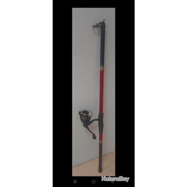 Moulinet neuf 14RB + Lancer Zebco, grand, puissant, rouge et noir. 3,5m