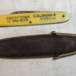 Canif exposition coloniale 1931 en étui ref CAB25CNR021