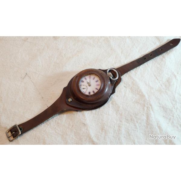 rare Bracelet cuir pour montre gousset pour soldat 14-18 - ref DIV25POI001