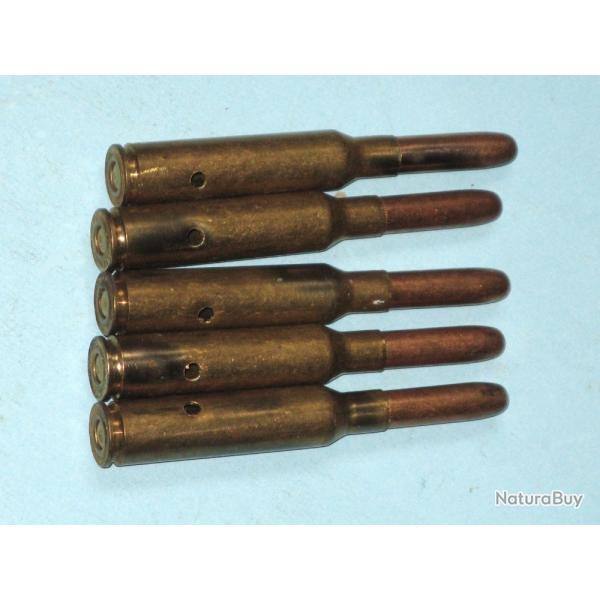 2me GM : cinq cartouches de 6,5 mm (6,5x52) Carcano/Stati, tuis laiton (B).