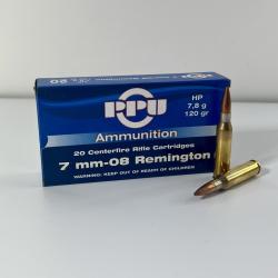 Munitions Partizan PPU 7mm-08 Remington HP. 120gr - 7.8g
