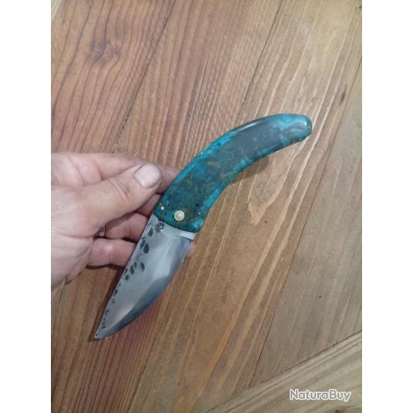 Couteau pliant forg deux clous en bouleau marbr
