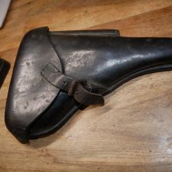 Etui de LUGER P08 WW1 daté 1914 avec marquage de réception du magasin d'habillement