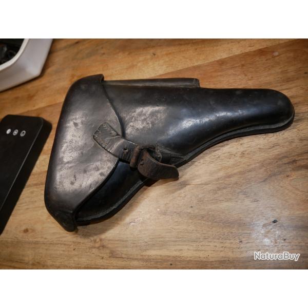 Etui de LUGER P08 WW1 dat 1914 avec marquage de rception du magasin d'habillement