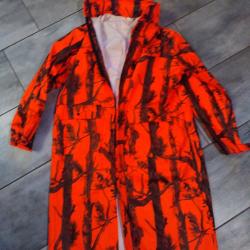 Manteau de pluie camouflage orange imperméable, coupe vent, capuche intégrée