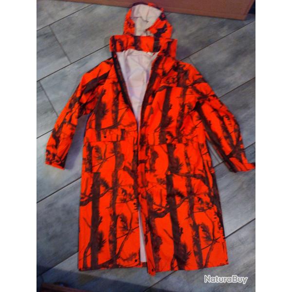 Manteau de pluie camouflage orange impermable, coupe vent, capuche intgre