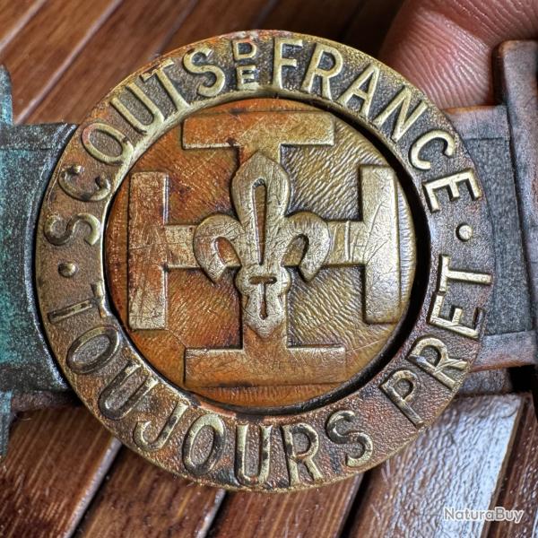 CEINTURON A LA FLEUR DE LYS CROIX POTENCÉE SCOUTS FRANCE EPOQUE WW2