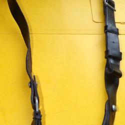 BAUDRIER EN  CUIR NOIR POUR MODELE GENDARMERIE NATIONALE FRANCAISE , LONGUEUR REGLABLE PAR UNE SANGL