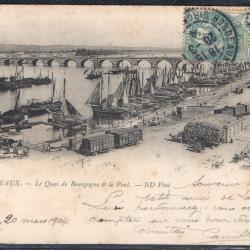 CPA - BORDEAUX - le quai de bourgogne et le Pont N° 4060