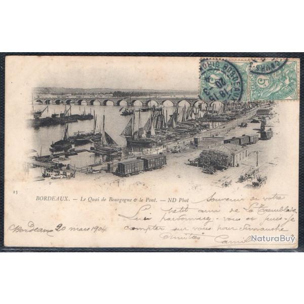 CPA - BORDEAUX - le quai de bourgogne et le Pont N 4060
