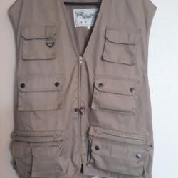 gilet reporter taille xl multipoches chasse peche foret trekking  bonne occasion