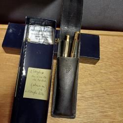 Superbe parure stylo plume et stylo bille WATERMAN + boite + étui en cuir 1990