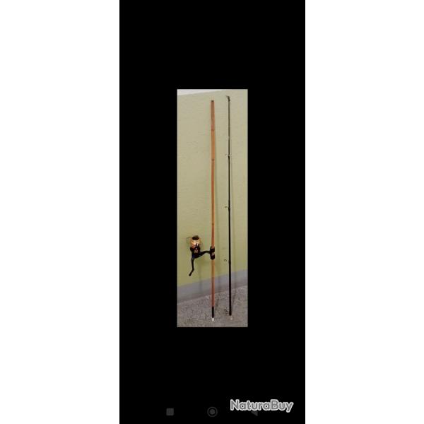 Moulinet neuf assorti +lancer offert manche en bambou, reconditionn et 100% fonctionnel