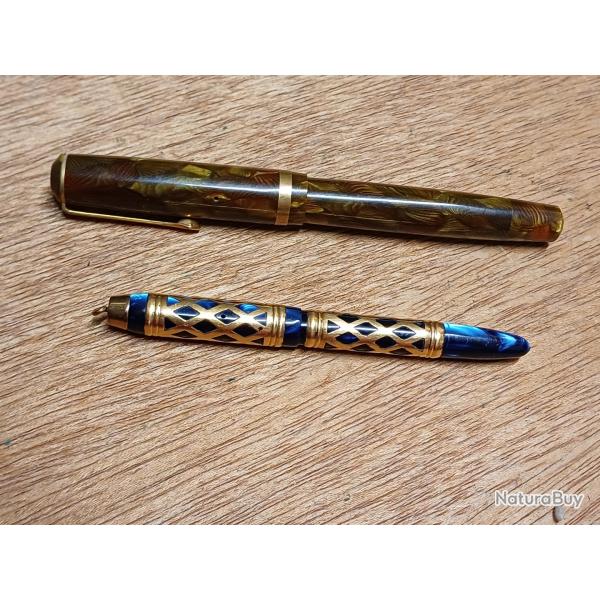 Superbe lot de 2 stylos plume de collection UNIC lady et TENOR Paris baklite