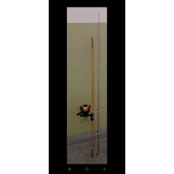 Moulinet neuf assorti + lancer offert manche en bambou authentique reconditionné et 100% fonctionnel