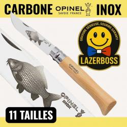 OPINEL 12 CARPE INOX OU CARBONE + prénom