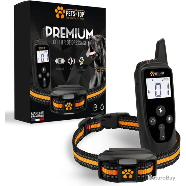 Collier de Dressage Chien Porte 1000m tanche IPX6 7 Modes Choc Statique Vibration Son