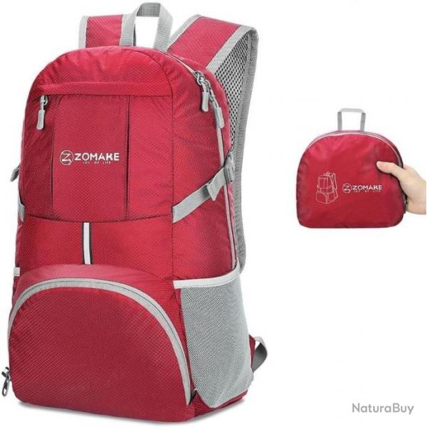 Sac à Dos 35L Imperméable Pliable Léger Sports Trekking Pêche Camping Escalade Randonnée Rouge
