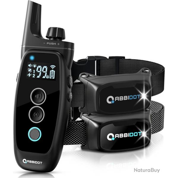 Kit 2 Colliers de Dressage Chien Veilleuse tanche IPX7 Porte 1000m 151 Niveaux 4 Modes Dressage