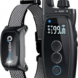 Collier Dressage pour Chien Portée 1000m Étanche IPX7 151 Niveaux 4 Modes de Dressage Veilleuse Noir