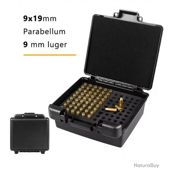 Mallette pour transport et stockage munitions 9mm - 99 emplacements Mousse EVA et double fermeture