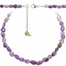 Collier en améthyste - Perles roulées 8 à 12 mm - 60 cm