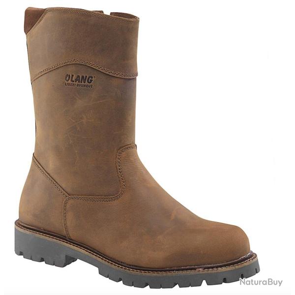 Bottes homme fourres mouton en cuir gras avec crampons OC system 44 moka