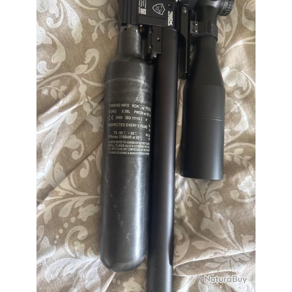 Bouteille fx airgun 580cc + kit de montage panthera, uniquement la bouteille et l'adaptateur.