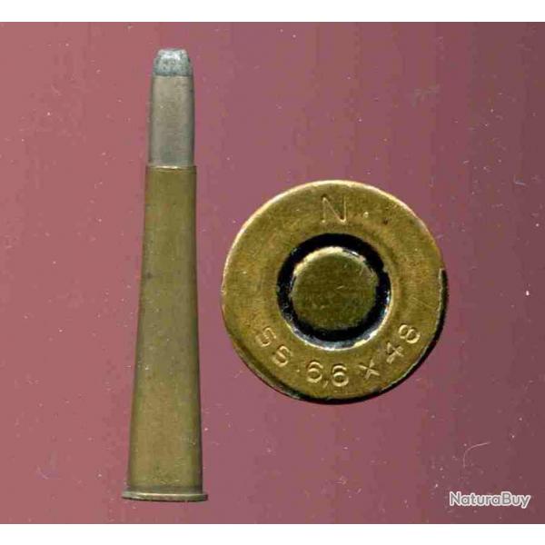 6.6 x 48 Sauser & Sohn - asse rare - marquage : N SS 6,6 x 48 - balle nickel pointe plomb plate
