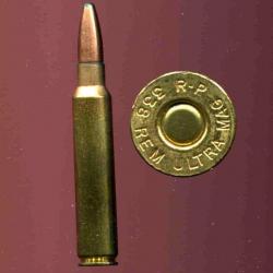 .338 REM ULTRA MAG - marquage : RP 338 REM ULTRA MAG - étui 70 mm - calibre peu courant