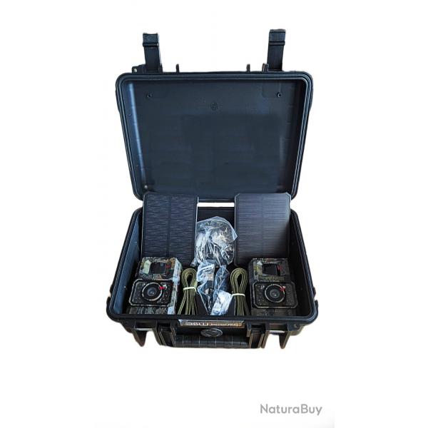 KIT 2 x piges photo Flash INVISIBLE + Panneaux SOLAIRES + Valise de transport