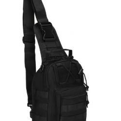 Sacoche Tactique Militaire MOLLE - Sac de Poitrine Sport & Randonnée Noir (22×29×12 cm)