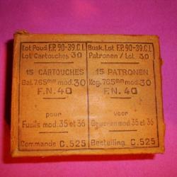 BOITE DE 15 CARTOUCHES FN 7.65X53 COLLECTOR