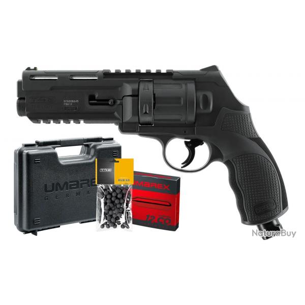 Pack revolver de dfense T4E TR50L Gen2 - Cal. 50 - 13 J avec laser + Billes + 5 capsules CO2 + Mall