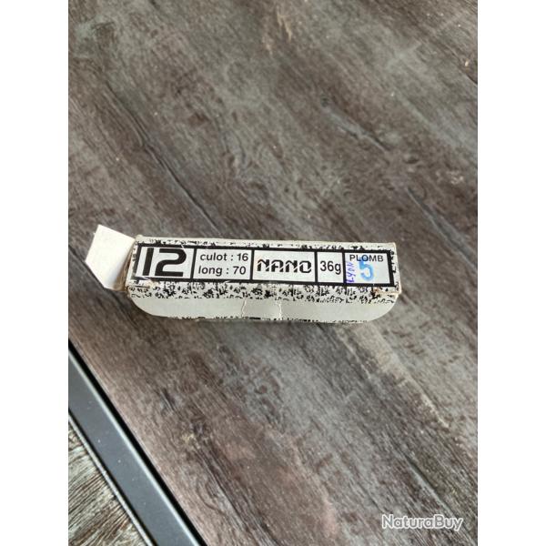 Cartouche calibre 12 culot 16 long 70 36 gr plomb de 5