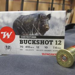 10 cartouches cal 12/70 Buckshot 12 Grains 7.6mm