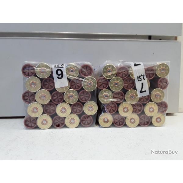 6992B  LOT DE 50 CARTOUCHES PAGERIE "LA CUIVREE" CAL12 32G BOURRE JUPE N 6  NEUF