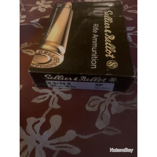 UNE BOITE NEUVE DE 9,3 X 74 R SELLIER  BELLOT 18,5 G