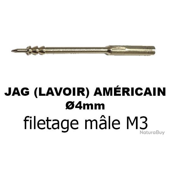 LAVOIR AMERICAIN JAG DE NETTOYAGE PETIT CALIBRE 4mm FEMELLE - 22LR - 17HMR - CARABINES A PLOMB...
