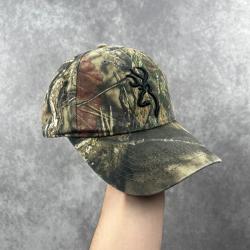 Casquette chasse Realtree x Browning logo brodé noir camo vert shooting cap, hunting cap Y2K - CA04