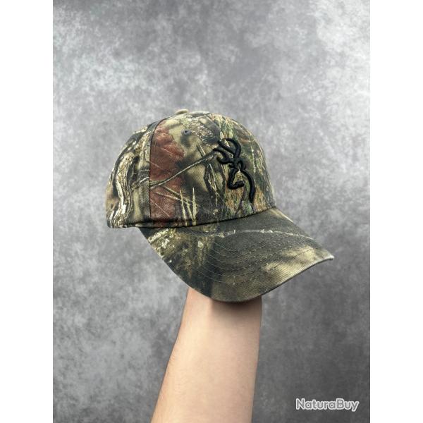 Casquette chasse Realtree x Browning logo brodé noir camo vert shooting cap, hunting cap Y2K - CA04