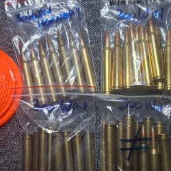 Lot (3) de 36 balles 300 win marques HORNADY, WINCHESTER et NORMA et divers