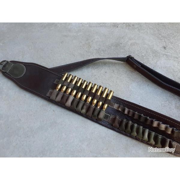 CARTOUCHIERE  balles grand gibier cuir , grande taille.