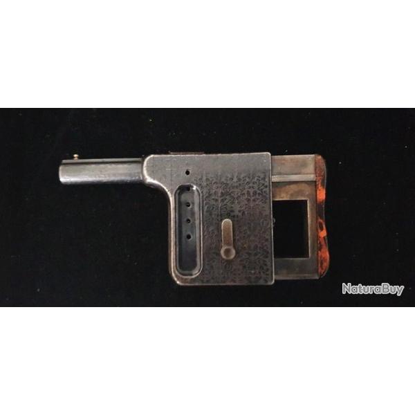 Pistolet français Le Gaulois, n°3, dit "la mitrailleuse de poche", gravure, boîte d'origine!