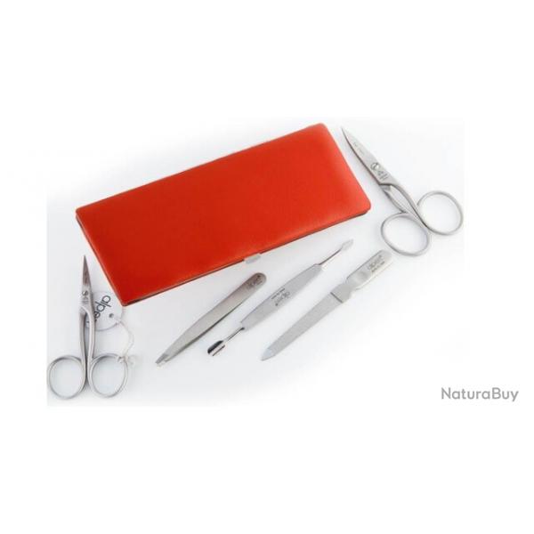 Trousse manucure 6 pièces Alpen cuir rouge 6822R.rouge
