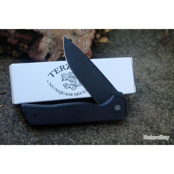 Couteau Terzuola Tactical ATCF Lite Black Manche G-10 Lame Acier Nitro-V Linerlock Clip