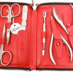 Trousse manucure 7 pièces Alpen soft rouge 6842R.red
